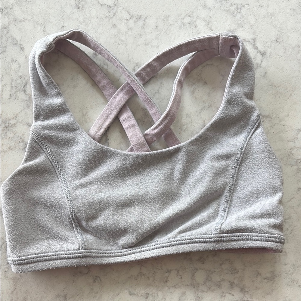 Ivivva (Lululemon Girls) Gray / Pastel Pink Reversible Seamless Sports Bra
